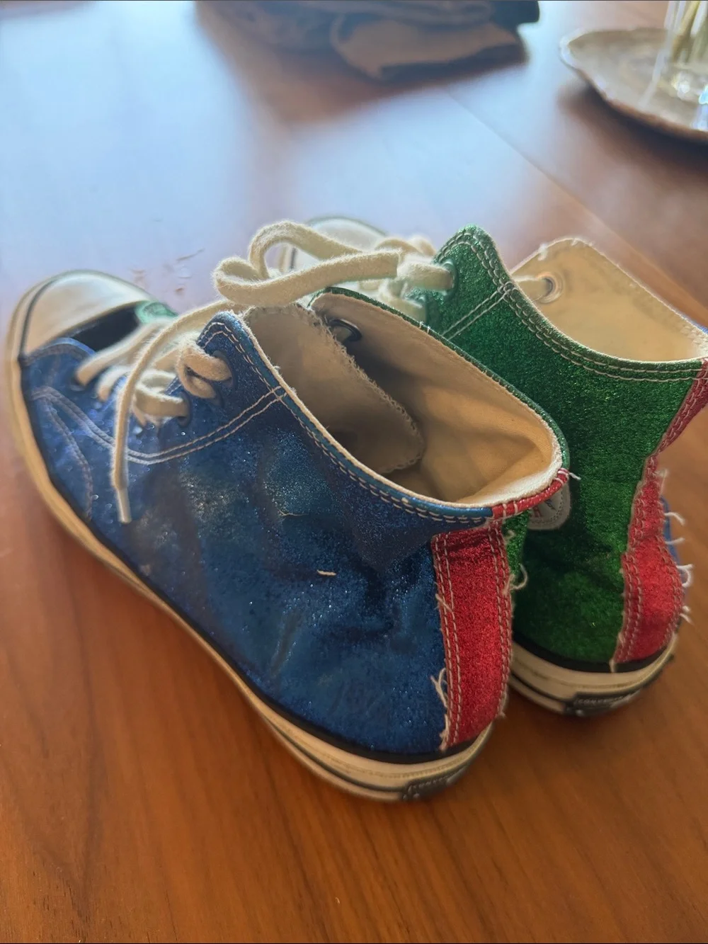Converse Glitter High Top Sneakers in Green and White - JW Anderson Collab - Picture 5 of 6